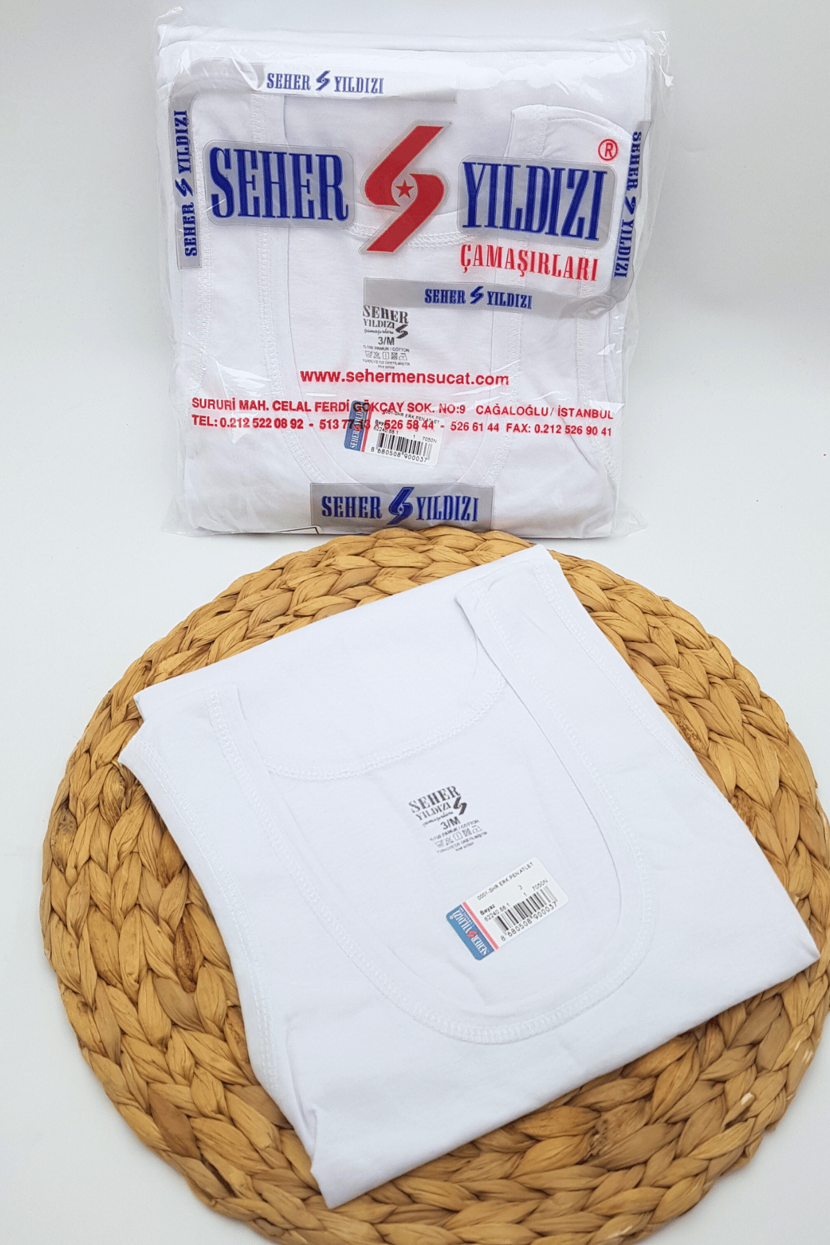 0001 Seher Erkek Penye Atlet 6'lı Paket Beyaz - 2