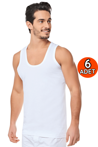 0001 Seher Erkek Penye Atlet 6'lı Paket Beyaz - SEHER YILDIZI
