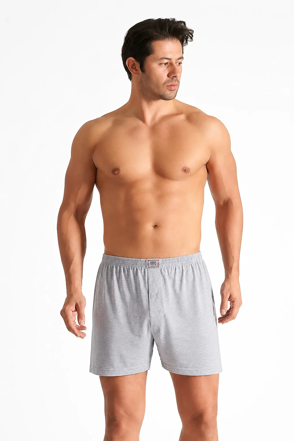 0008 Seher Erkek Düz Boxer 10'lu Paket Gri - 1