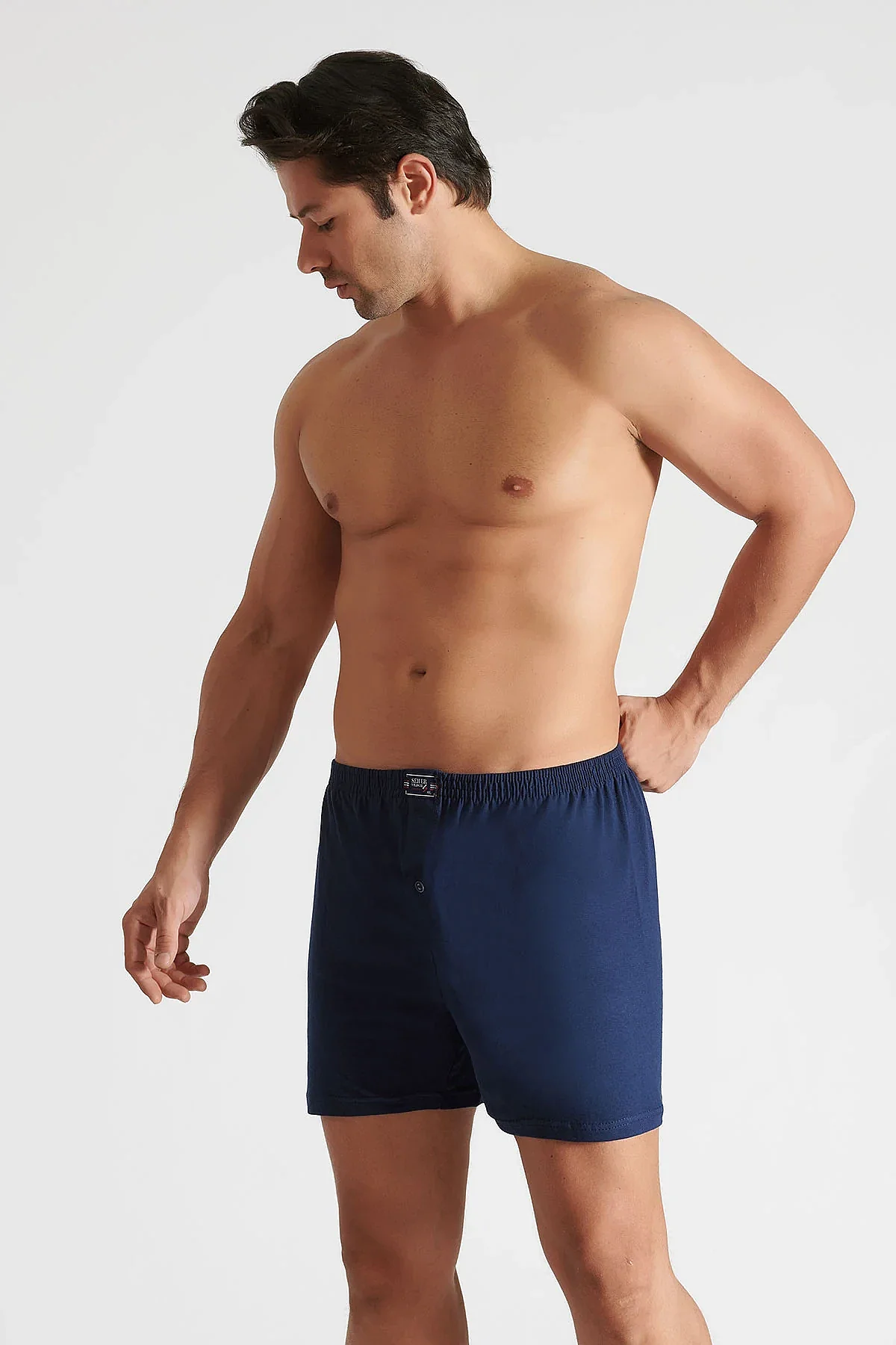 0008 Seher Erkek Düz Boxer 10'lu Paket Lacivert - 3