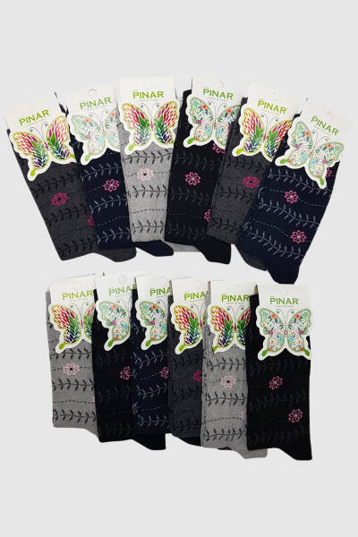 0029 Pınar Kadın Mevsimlik Çorap 12li Paket 4 ASORTİ