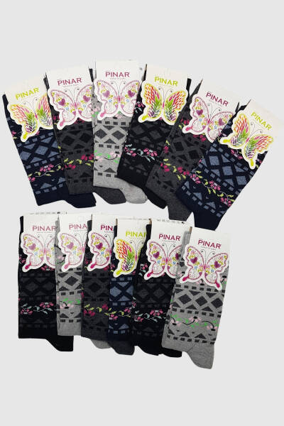0029 Pınar Kadın Mevsimlik Çorap 12li Paket 5 ASORTİ