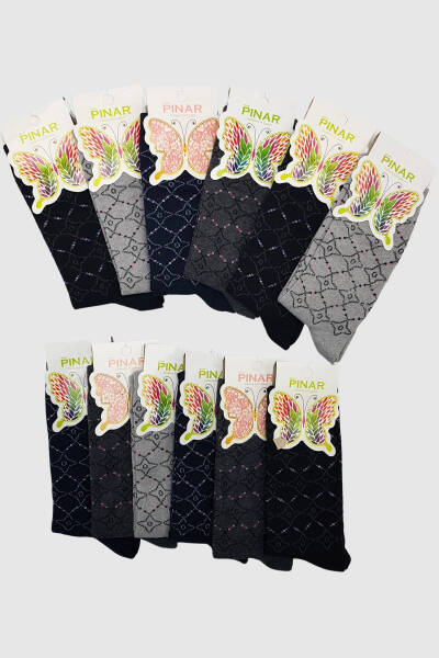 0029 Pınar Kadın Mevsimlik Çorap 12li Paket 7 ASORTİ