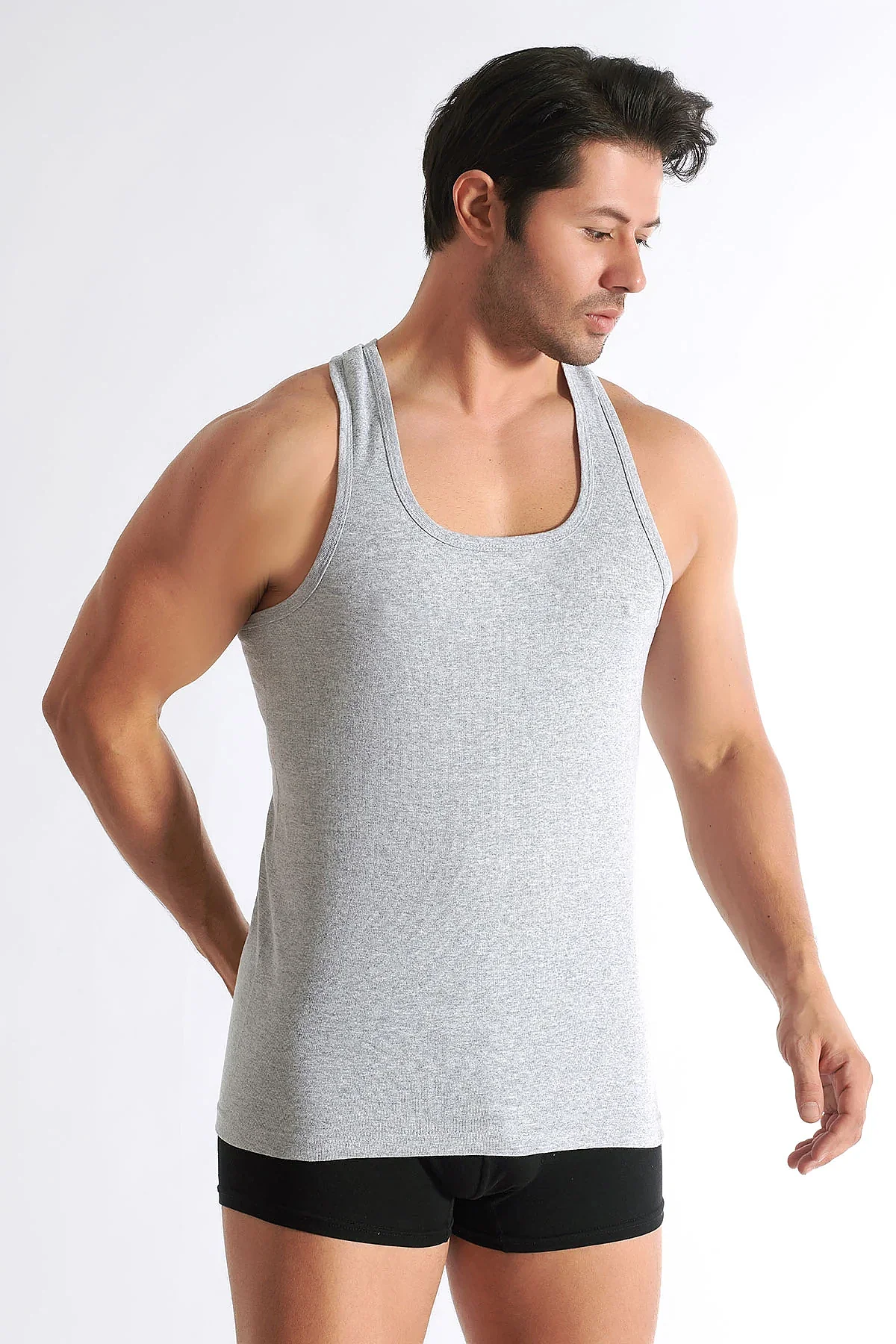 0058 Seher Erkek Ribana Spor Atlet 6'lı Paket Gri - 6
