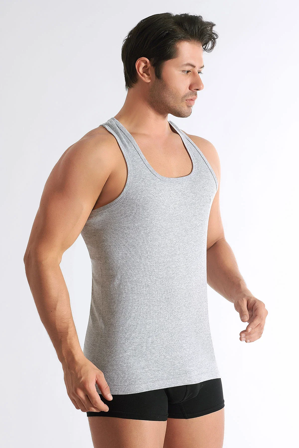 0058 Seher Erkek Ribana Spor Atlet 6'lı Paket Gri - 2