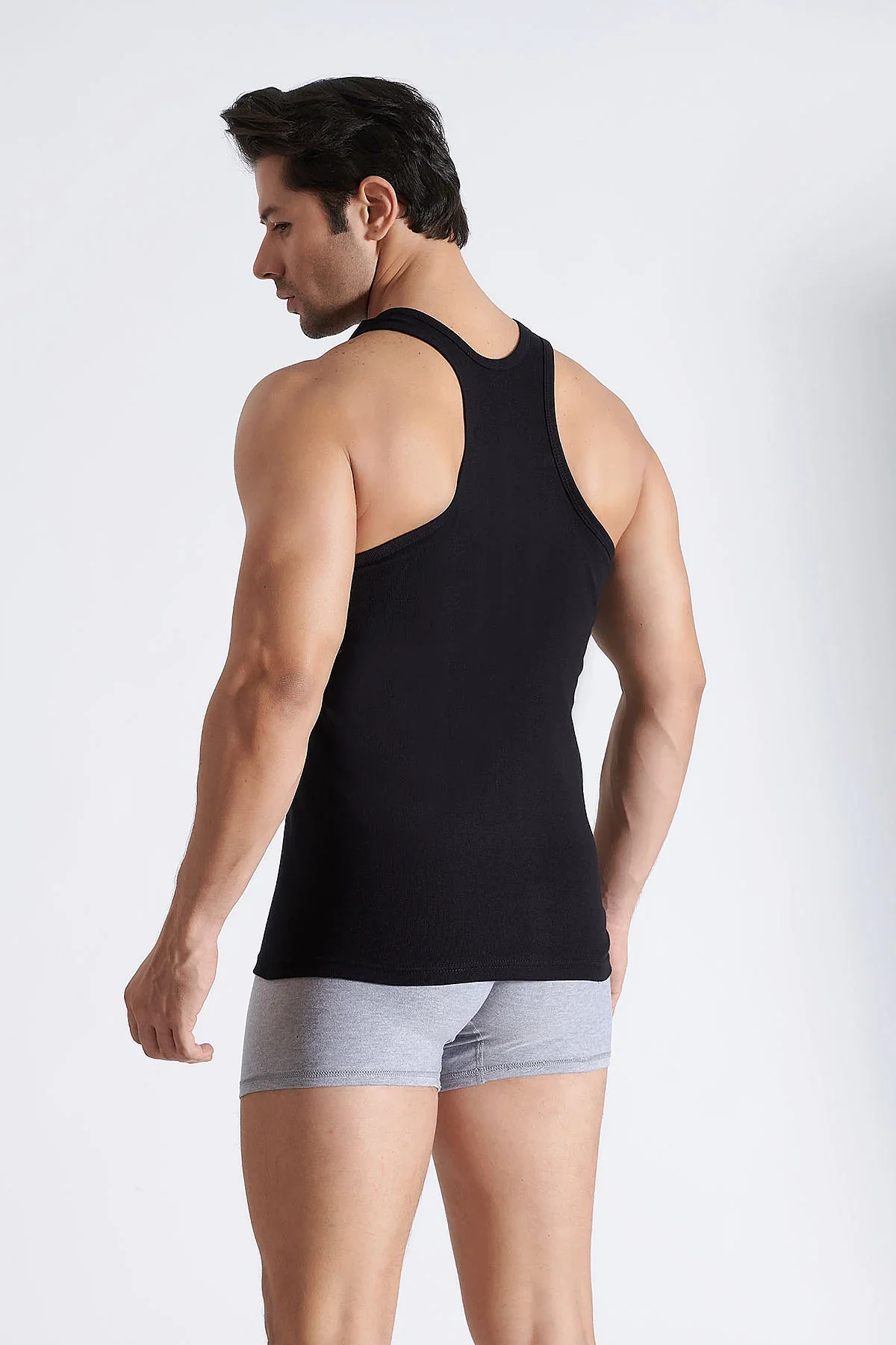 0058 Seher Erkek Ribana Spor Atlet 6'lı Paket Siyah - 4