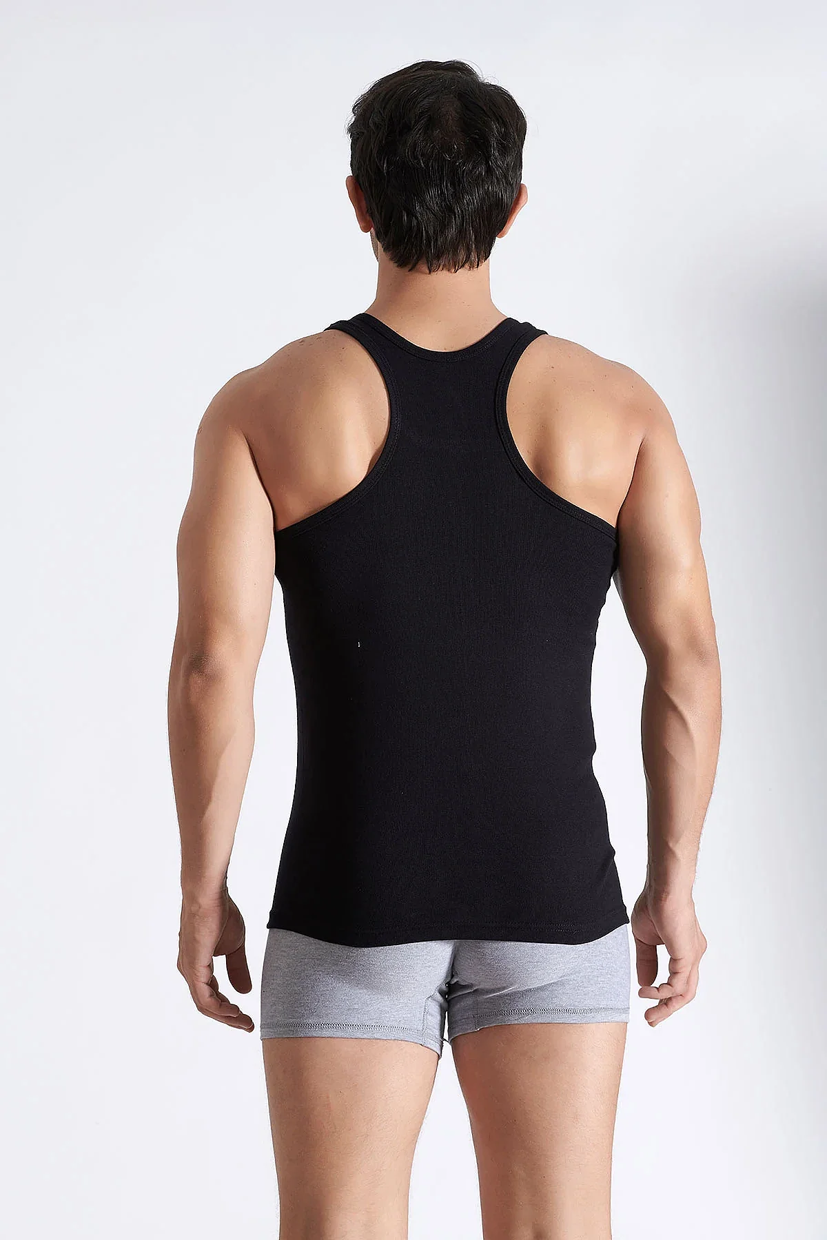 0058 Seher Erkek Ribana Spor Atlet 6'lı Paket Siyah - 1