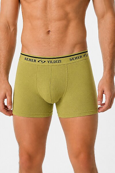 0060 Seher Erkek Elastan Boxer 6'lı Haki