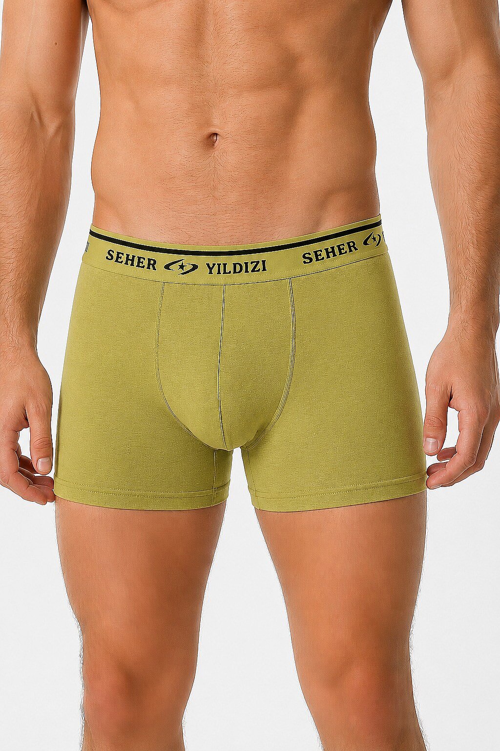 0060 Seher Erkek Elastan Boxer 6'lı Haki - 1