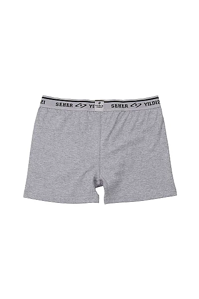 0060 Seher Erkek Elastan Boxer 6'lı Paket Gri (1)