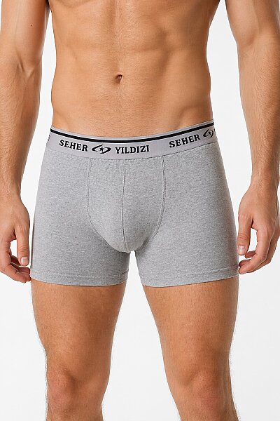 0060 Seher Erkek Elastan Boxer 6'lı Paket Gri 