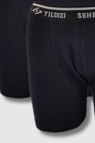 0060 Seher Erkek Elastan Boxer 6'lı Paket Siyah - 3