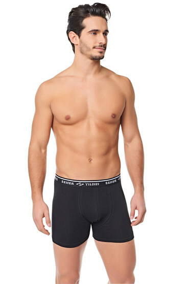 0060 Seher Erkek Elastan Boxer 6'lı Paket Siyah - 2