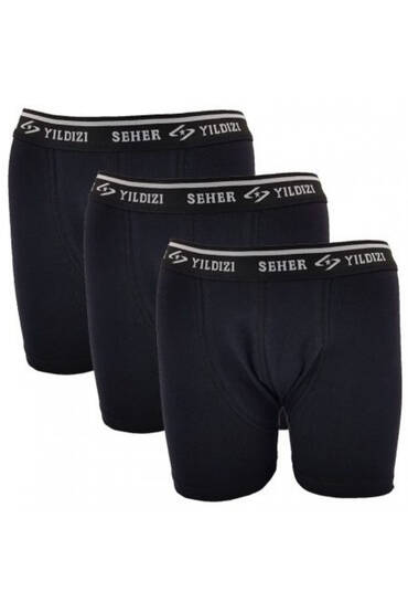0060 Seher Erkek Elastan Boxer 6'lı Paket Siyah - 5