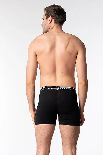 0060 Seher Erkek Elastan Boxer 6'lı Paket Siyah (1)