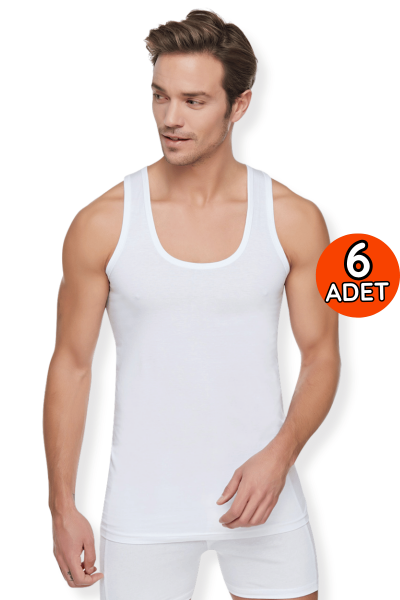 0101 Tutku Erkek Penye Atlet 6'lı Paket Beyaz - TUTKU
