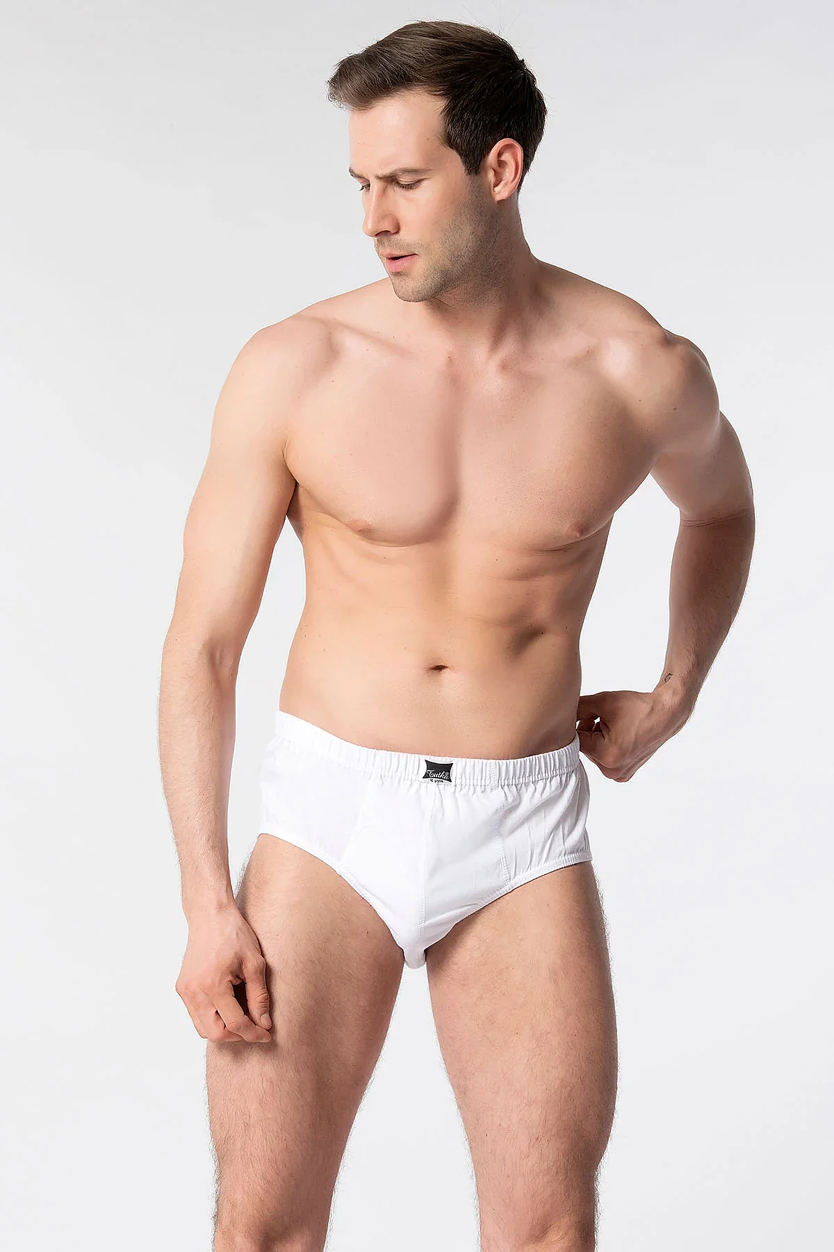 0109 Tutku Erkek Penye Slip 12'li Paket Beyaz - 5