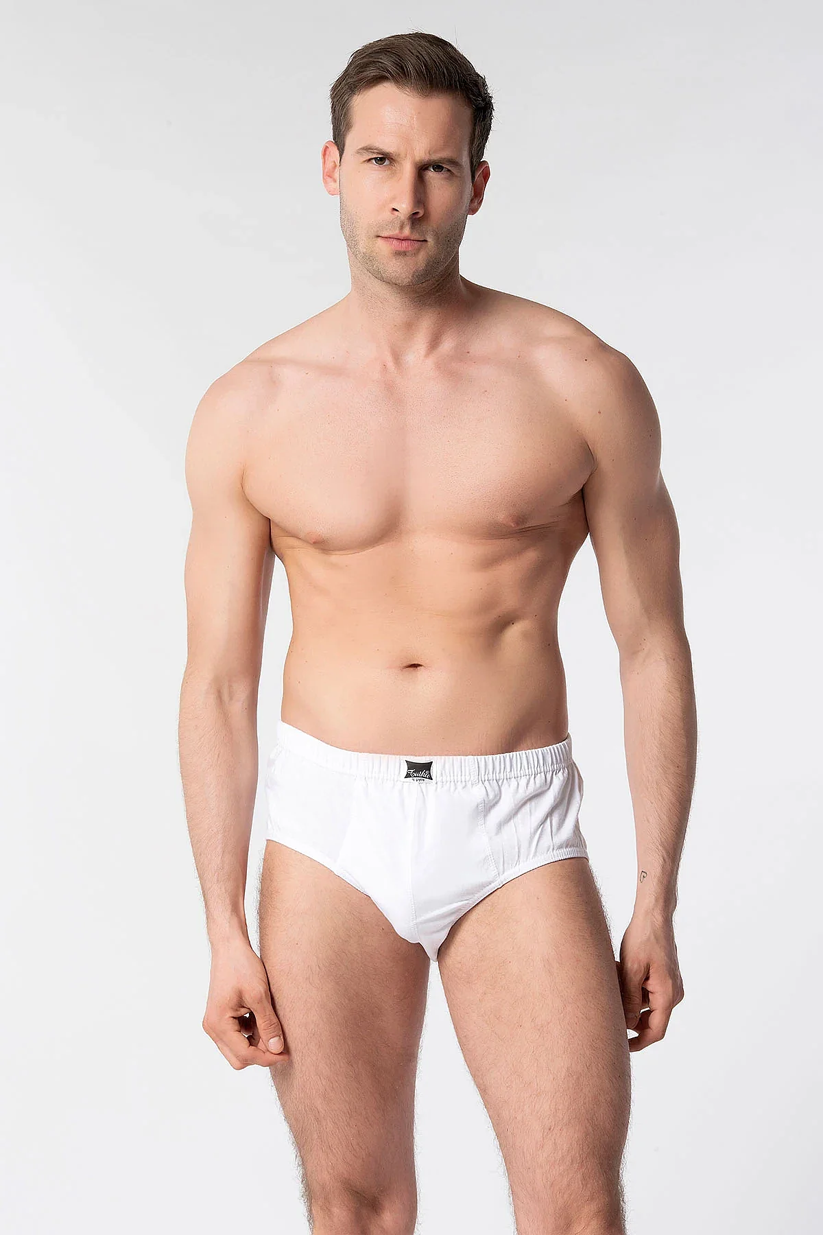 0109 Tutku Erkek Penye Slip 12'li Paket Beyaz - 1