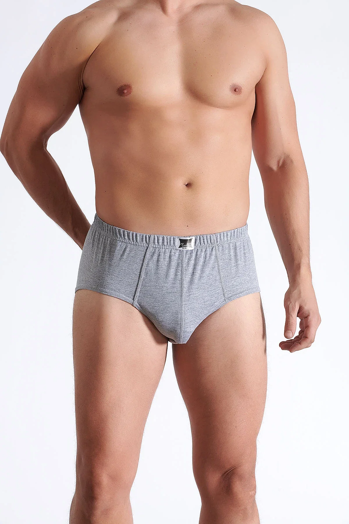 0109 Tutku Erkek Penye Slip 12'li Paket Gri - 3