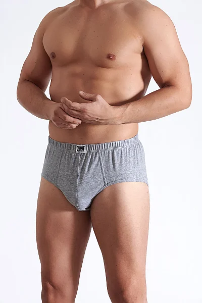 0109 Tutku Erkek Penye Slip 12'li Paket Gri - 5