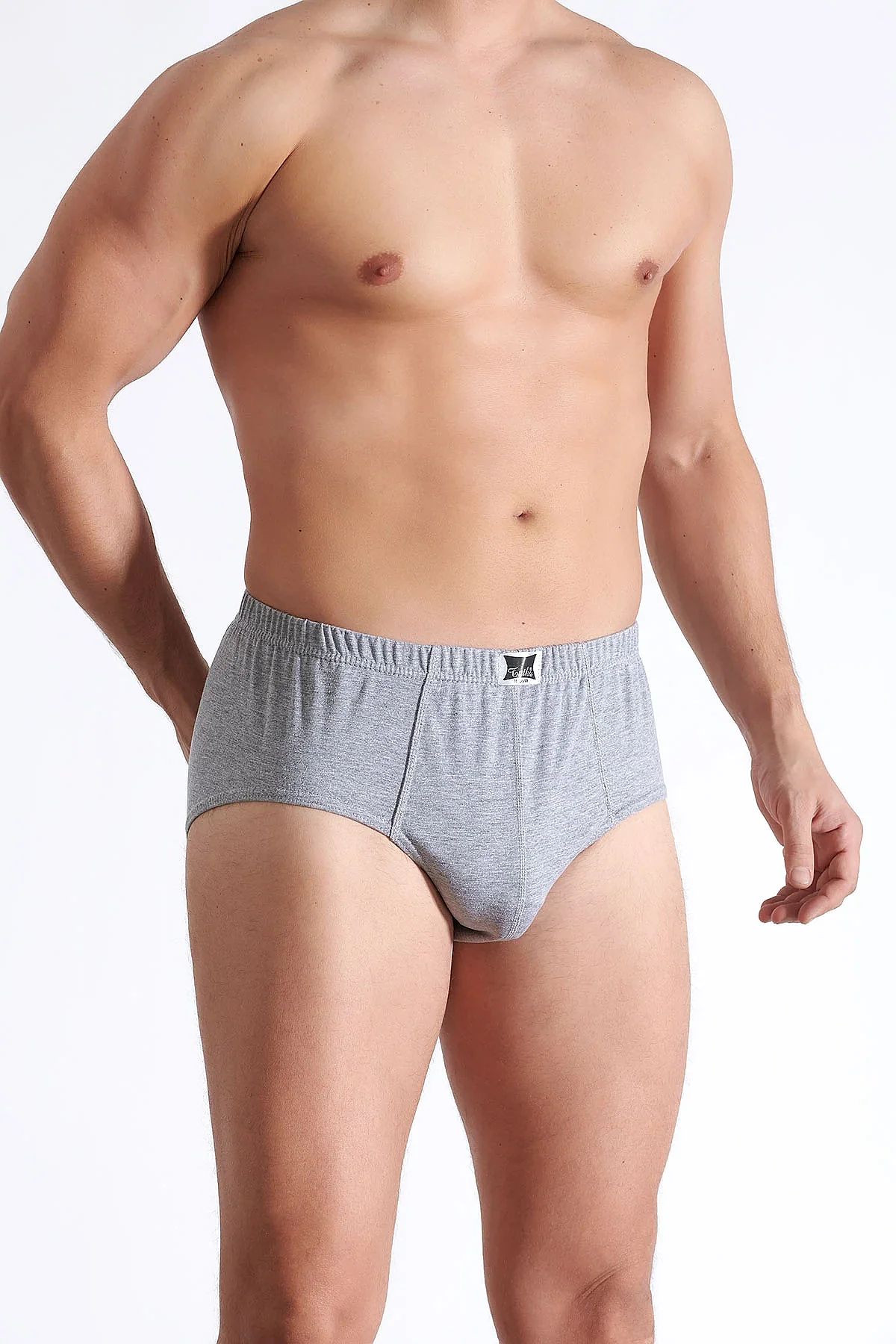 0109 Tutku Erkek Penye Slip 12'li Paket Gri - 1