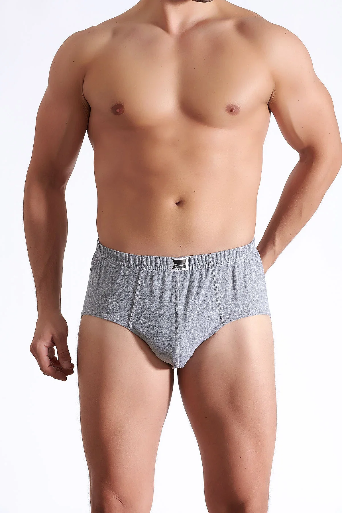0109 Tutku Erkek Penye Slip 12'li Paket Gri - 8