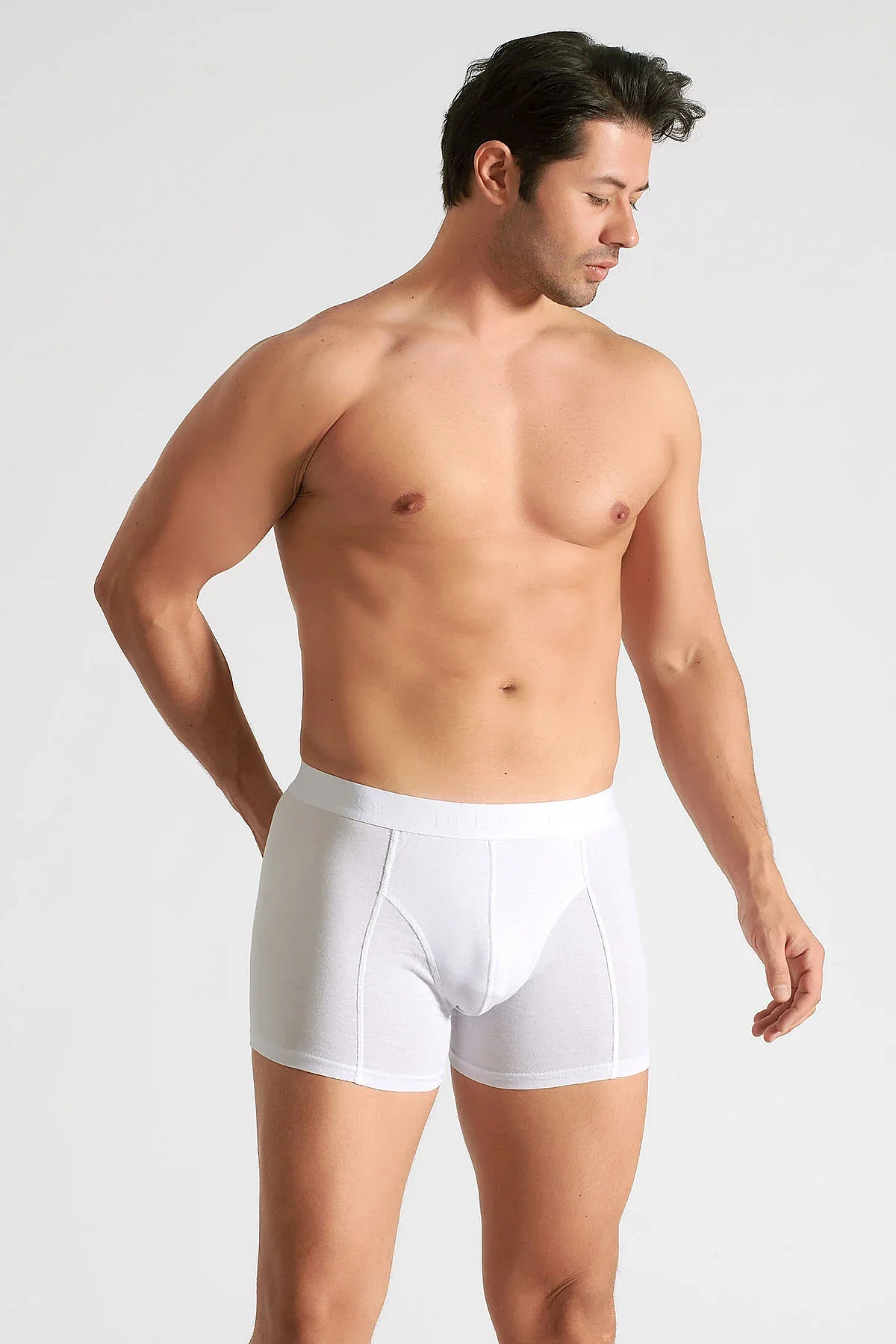 0114 Tutku Erkek Elastan Boxer 6lı Beyaz - 1