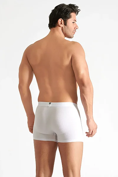 0114 Tutku Erkek Elastan Boxer 6lı Beyaz (1)