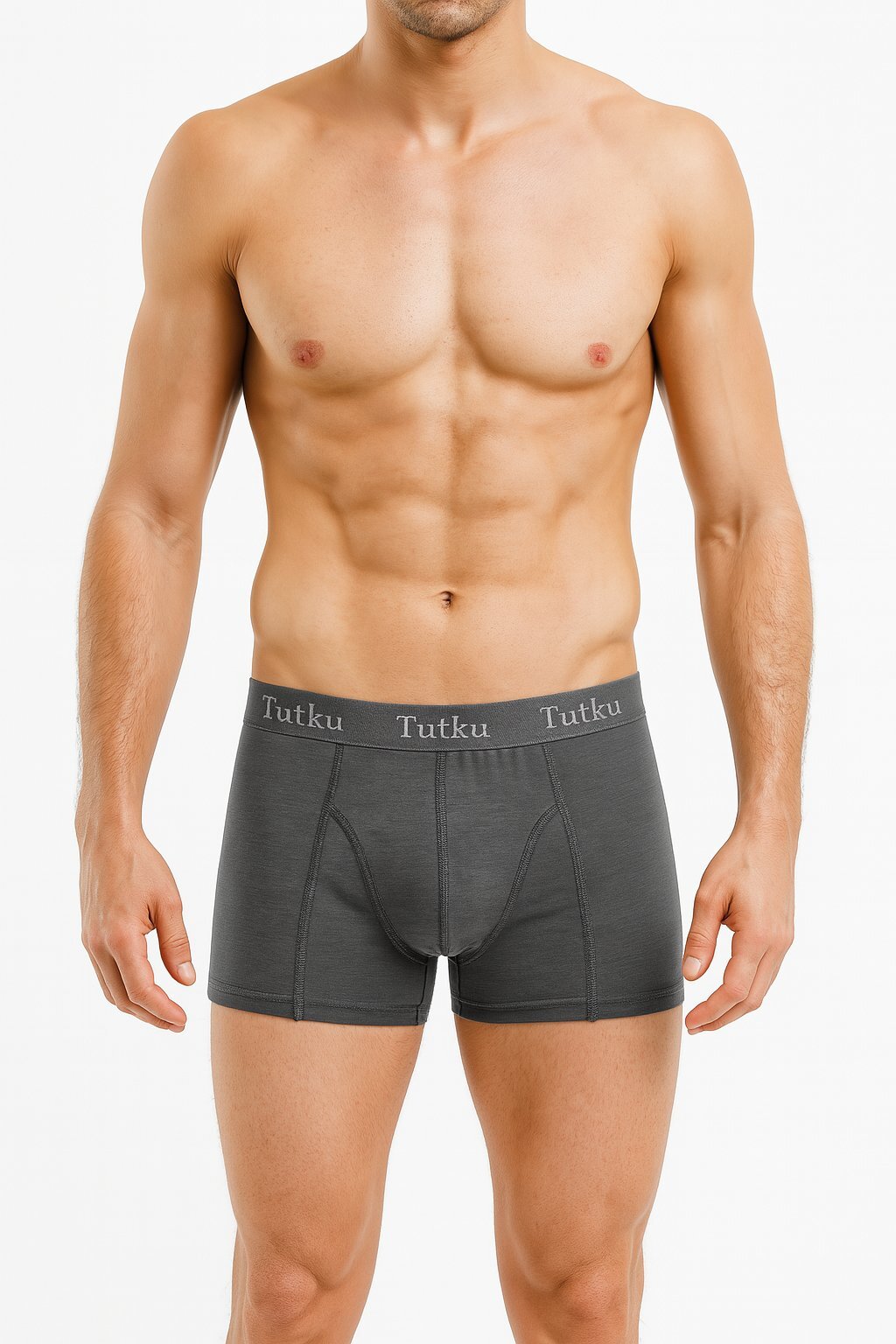 0114 Tutku Erkek Elastan Boxer 6'lı Füme - 1