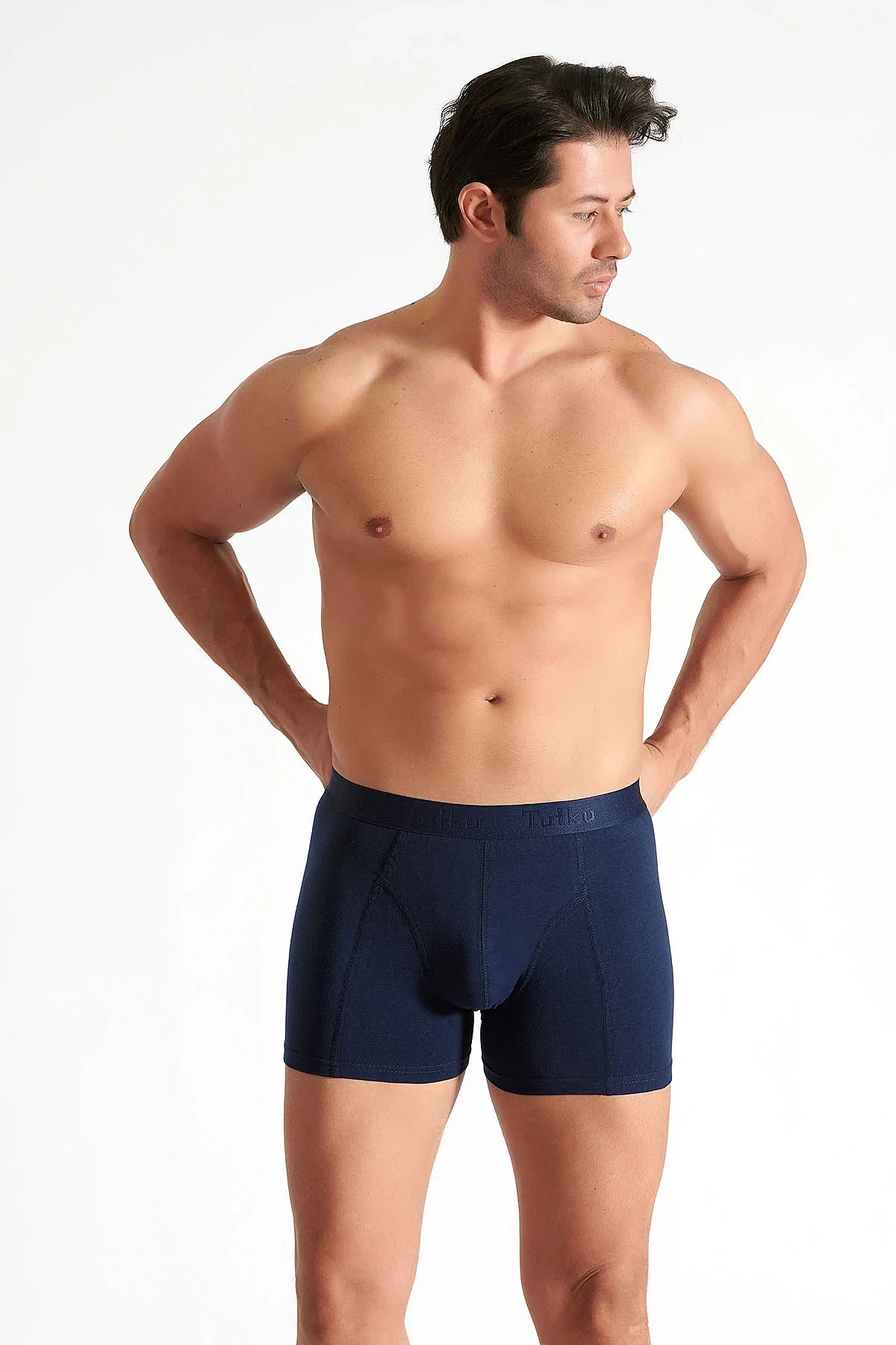 0114 Tutku Erkek Elastan Boxer 6'lı Lacivert - 4