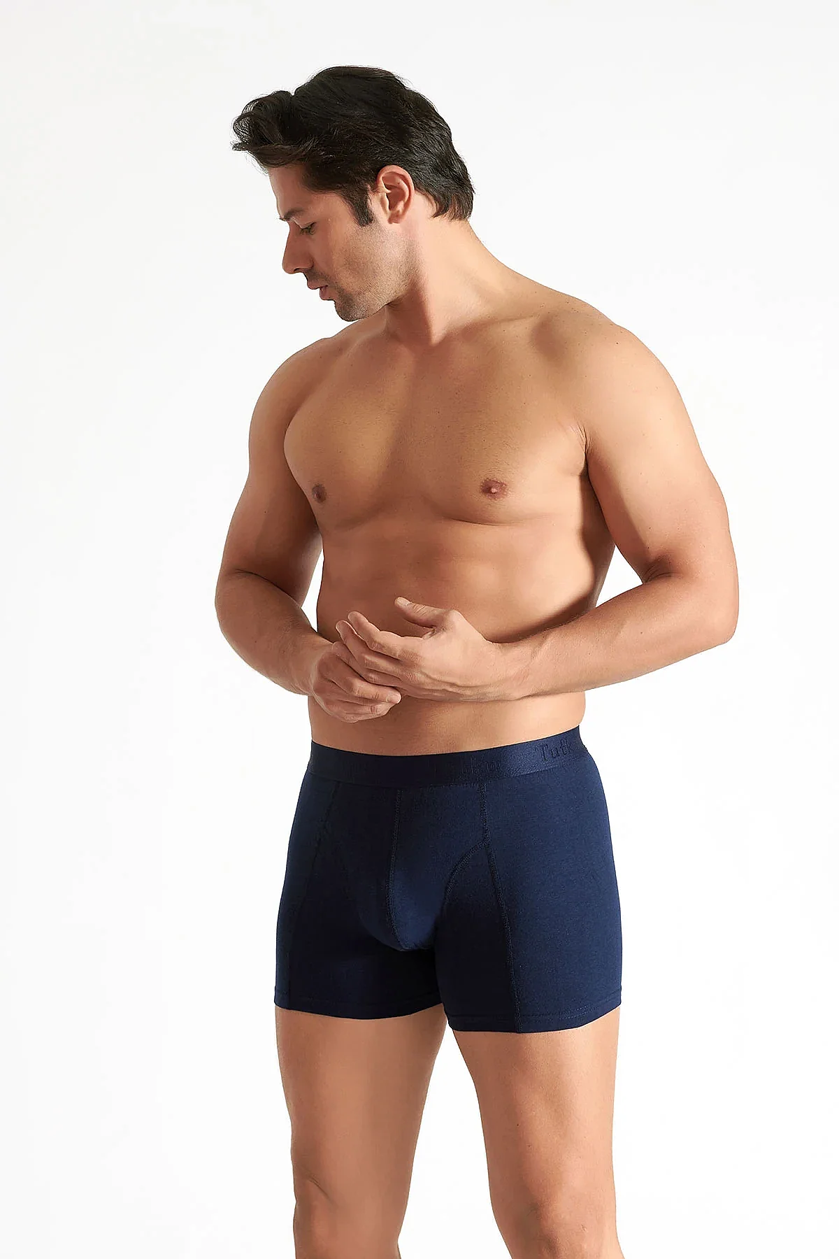 0114 Tutku Erkek Elastan Boxer 6'lı Lacivert - 5