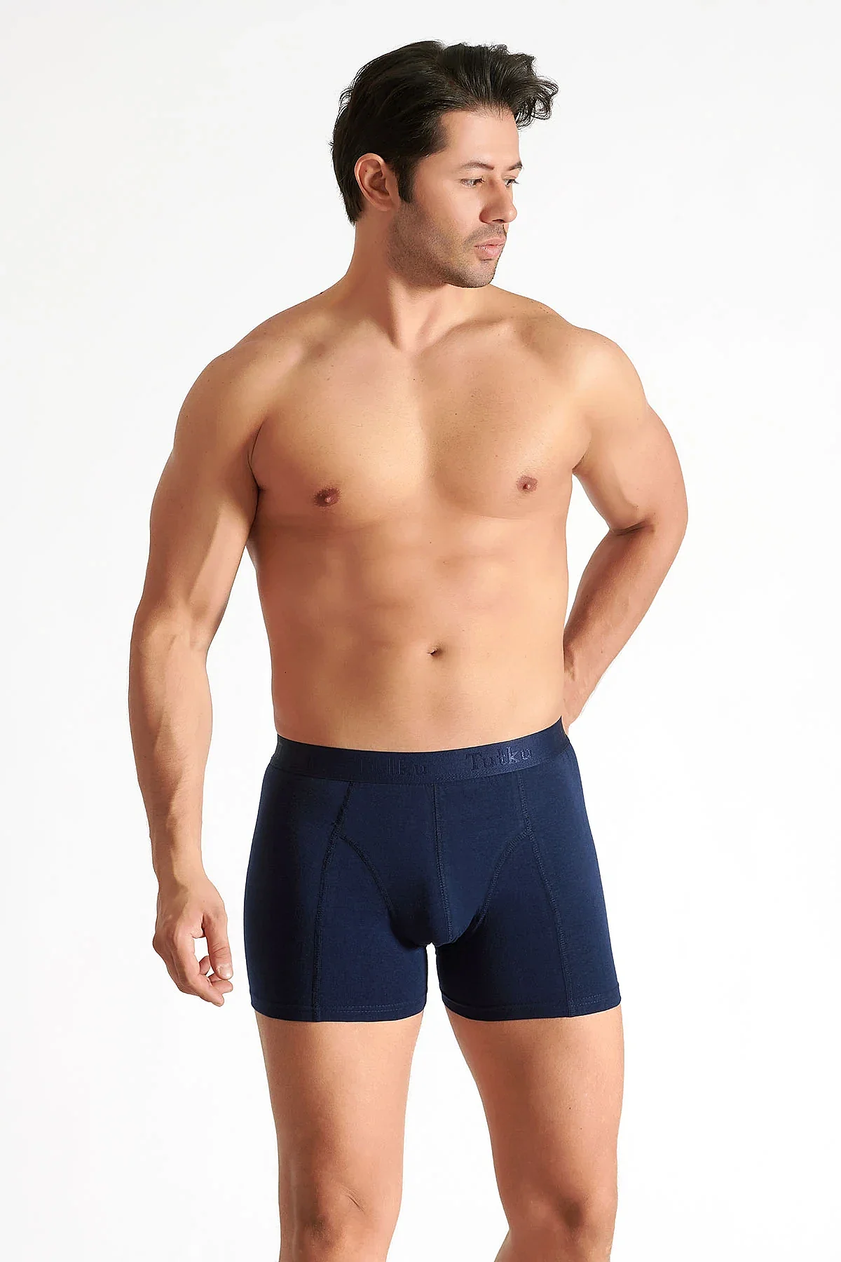 0114 Tutku Erkek Elastan Boxer 6'lı Lacivert - 1