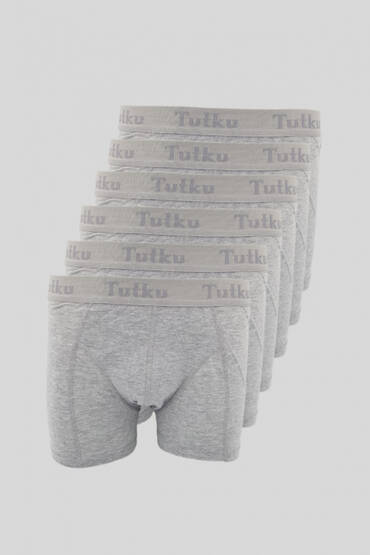 0114 Tutku Erkek Elastan Boxer 6'lı Paket Gri 