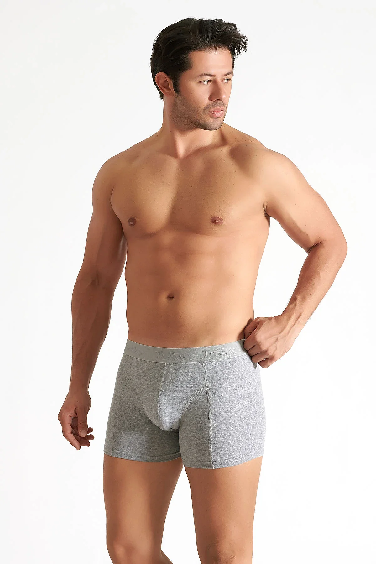 0114 Tutku Erkek Elastan Boxer 6'lı Paket Gri - 1