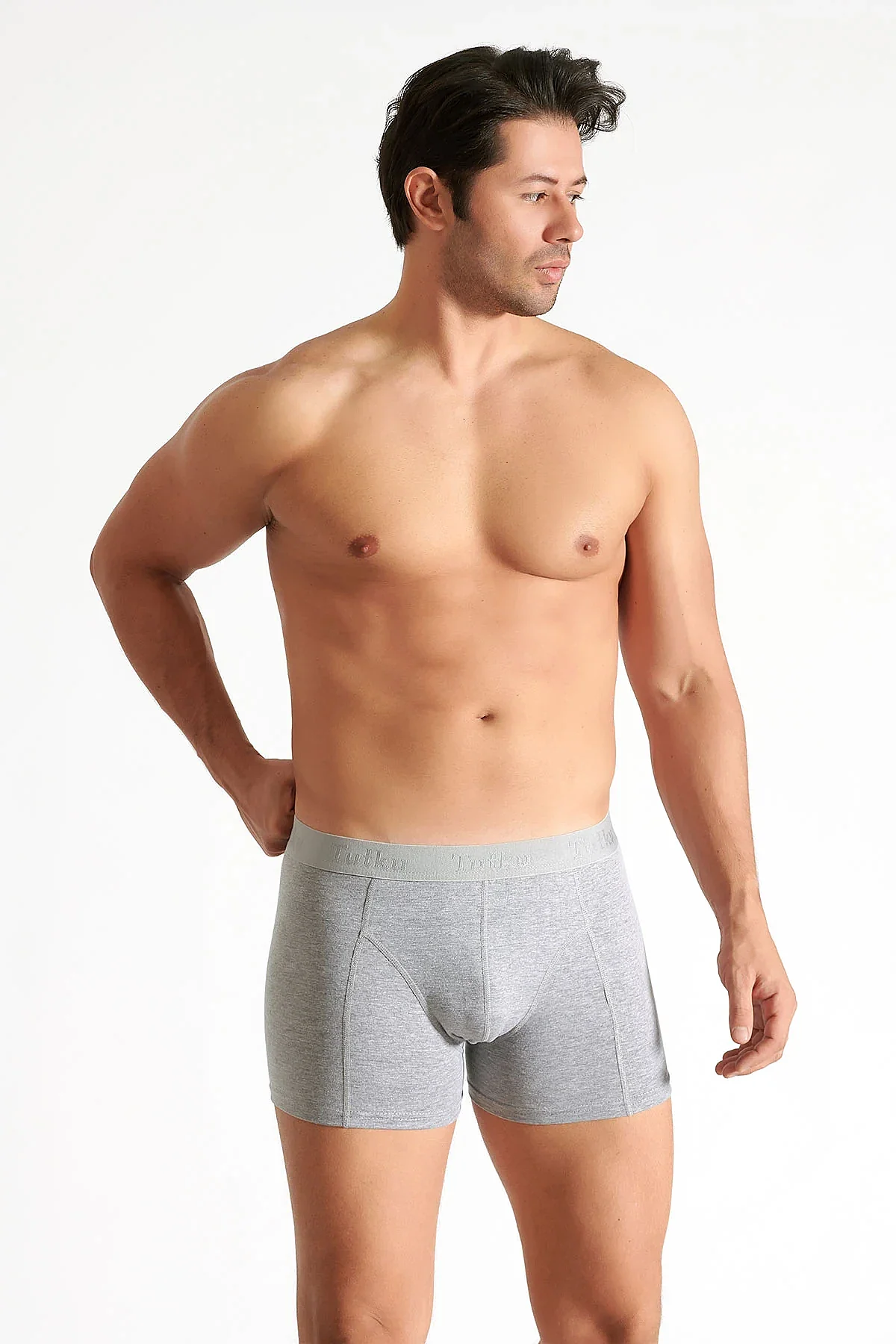 0114 Tutku Erkek Elastan Boxer 6'lı Paket Gri - 4