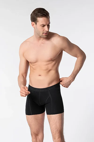0114 Tutku Erkek Elastan Boxer 6'lı Paket Siyah - 1