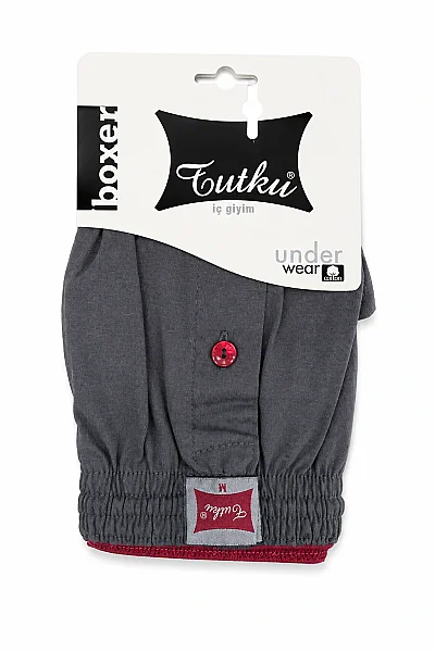 0117 Tutku Erkek Penye Düz Boxer 10'lu Paket Füme 