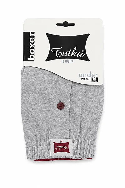 0117 Tutku Erkek Penye Düz Boxer 10'lu Paket Gri - 1