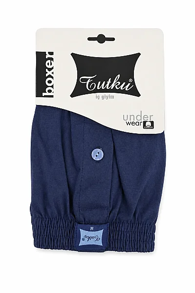 0117 Tutku Erkek Penye Düz Boxer 10'lu Paket Lacivert 