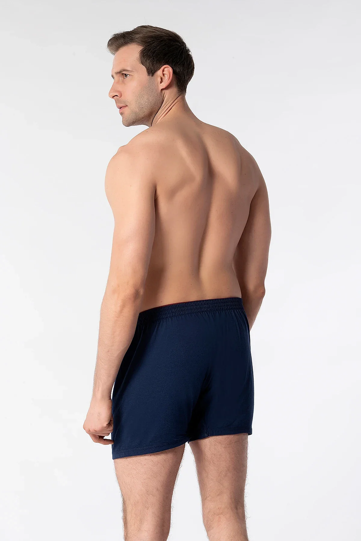 0117 Tutku Erkek Penye Düz Boxer 10'lu Paket Lacivert - 3