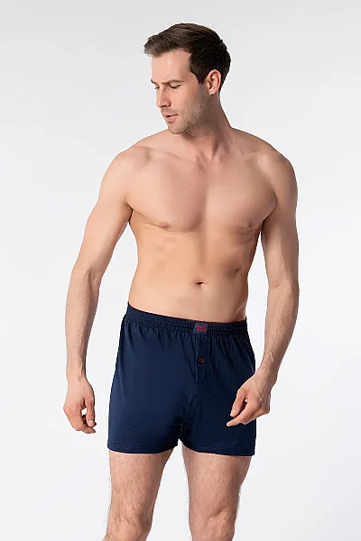 0117 Tutku Erkek Penye Düz Boxer 10'lu Paket Lacivert - 2