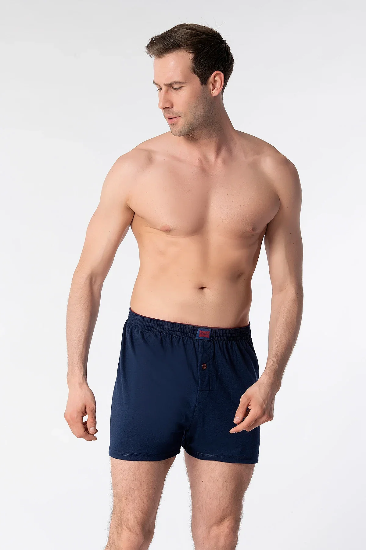 0117 Tutku Erkek Penye Düz Boxer 10'lu Paket Lacivert - 2