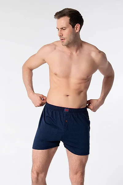 0117 Tutku Erkek Penye Düz Boxer 10'lu Paket Lacivert - 8