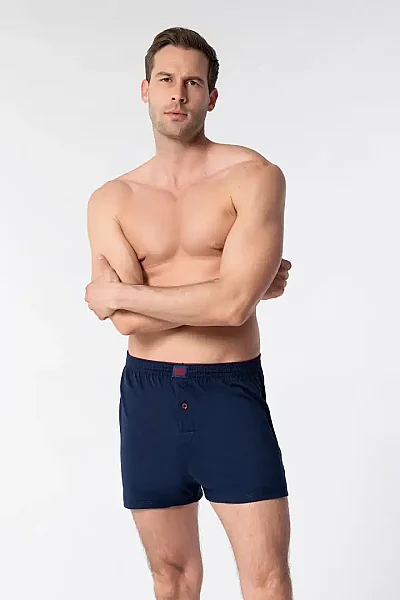 0117 Tutku Erkek Penye Düz Boxer 10'lu Paket Lacivert - 9