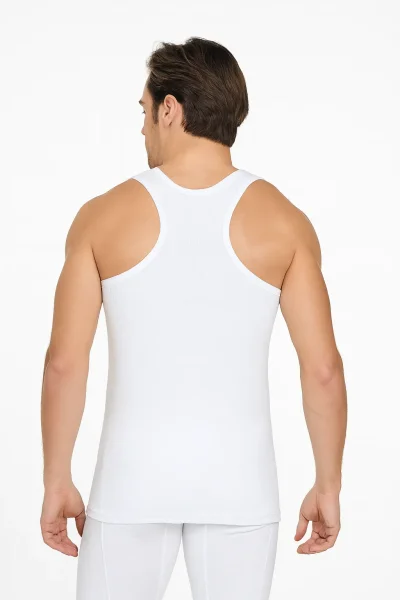 0118 Tutku Erkek Ribana Spor Atlet 6'lı Paket Beyaz - 1