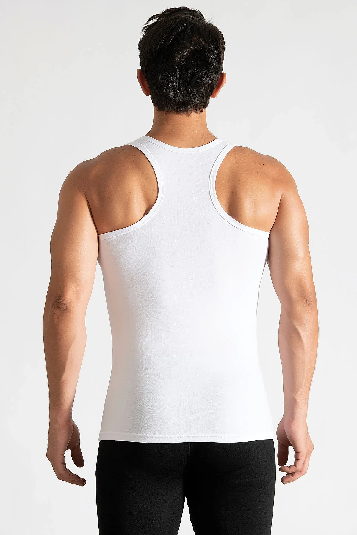 0118 Tutku Erkek Ribana Spor Atlet 6'lı Paket Beyaz - 1