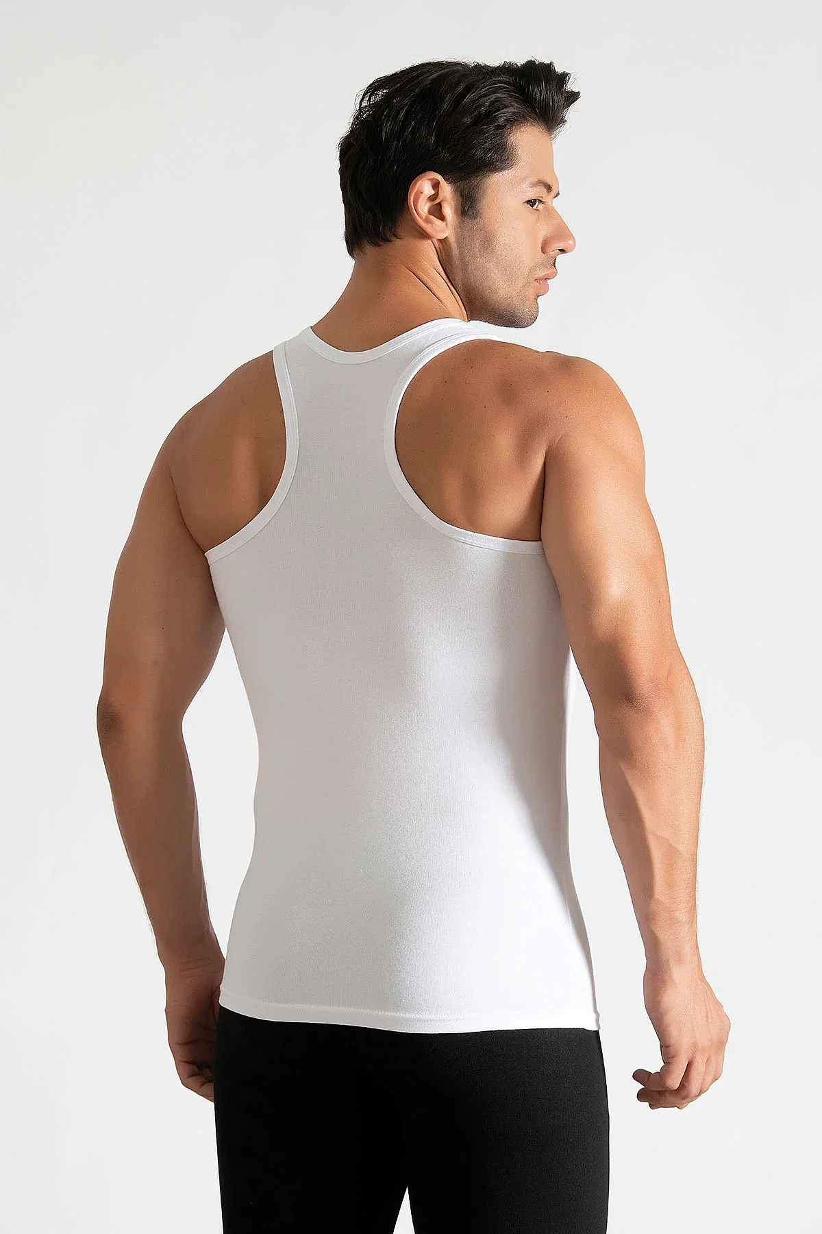 0118 Tutku Erkek Ribana Spor Atlet 6'lı Paket Beyaz - 2