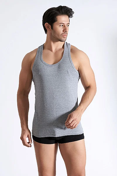 0118 Tutku Erkek Ribana Spor Atlet 6'lı Paket Gri - 3