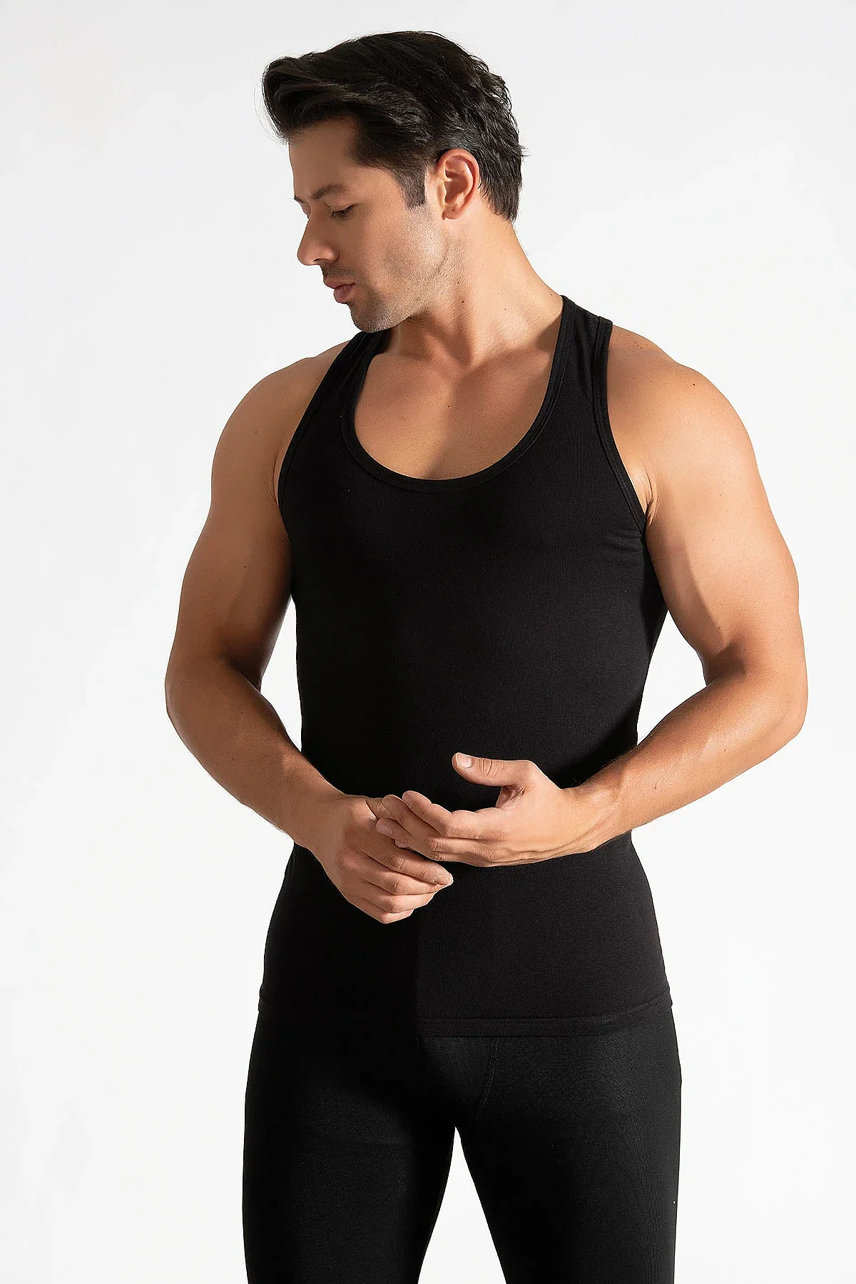 0118 Tutku Erkek Ribana Spor Atlet 6'lı Paket Siyah - 3
