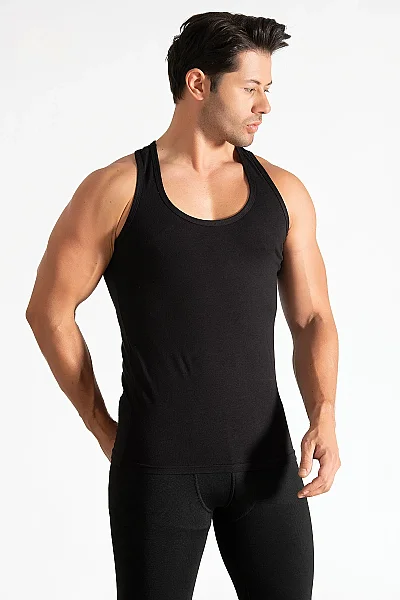 0118 Tutku Erkek Ribana Spor Atlet 6'lı Paket Siyah - 4
